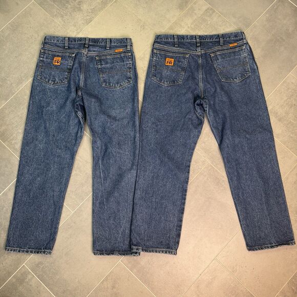 Wrangler Riggs Workwear FR Jeans 35x30 Lot of 2 FR3W050 Med Wash VGUC - Picture 1 of 16